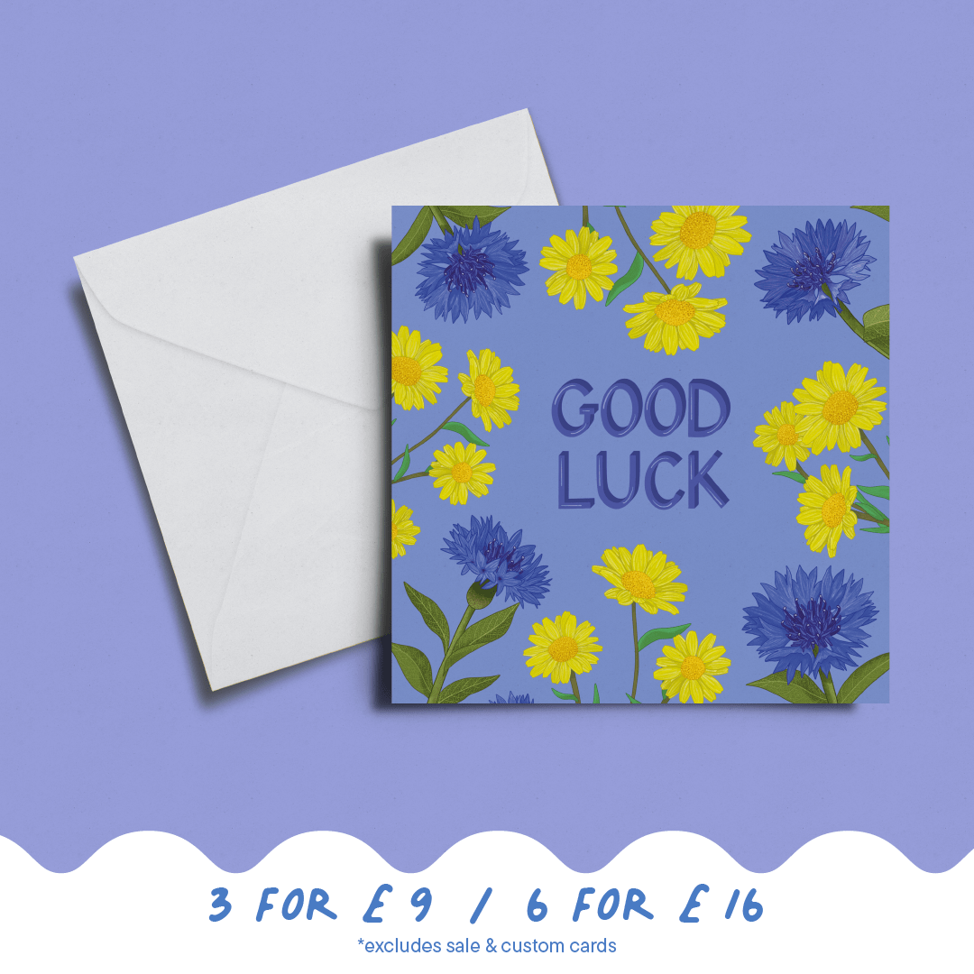 'Good Luck' Cornflower Card