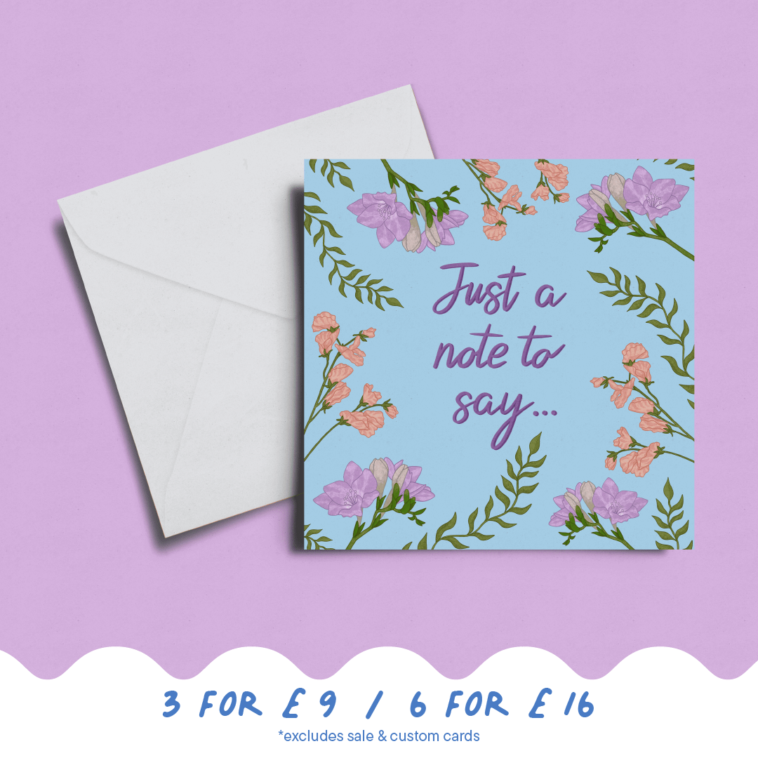 'Just a Note to Say' Sweet Peas Card